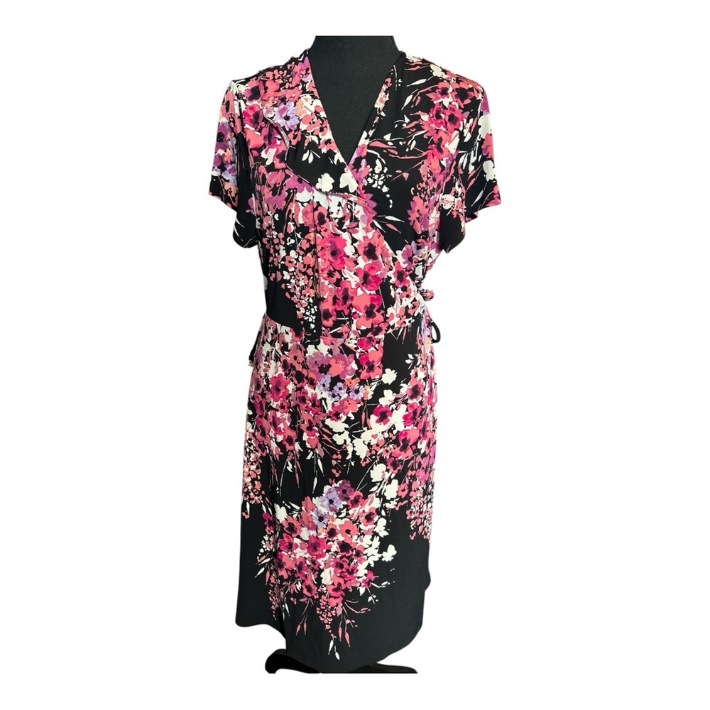 Apt 9 Women Floral Black Pink  Wrap Dress Size Extra Large